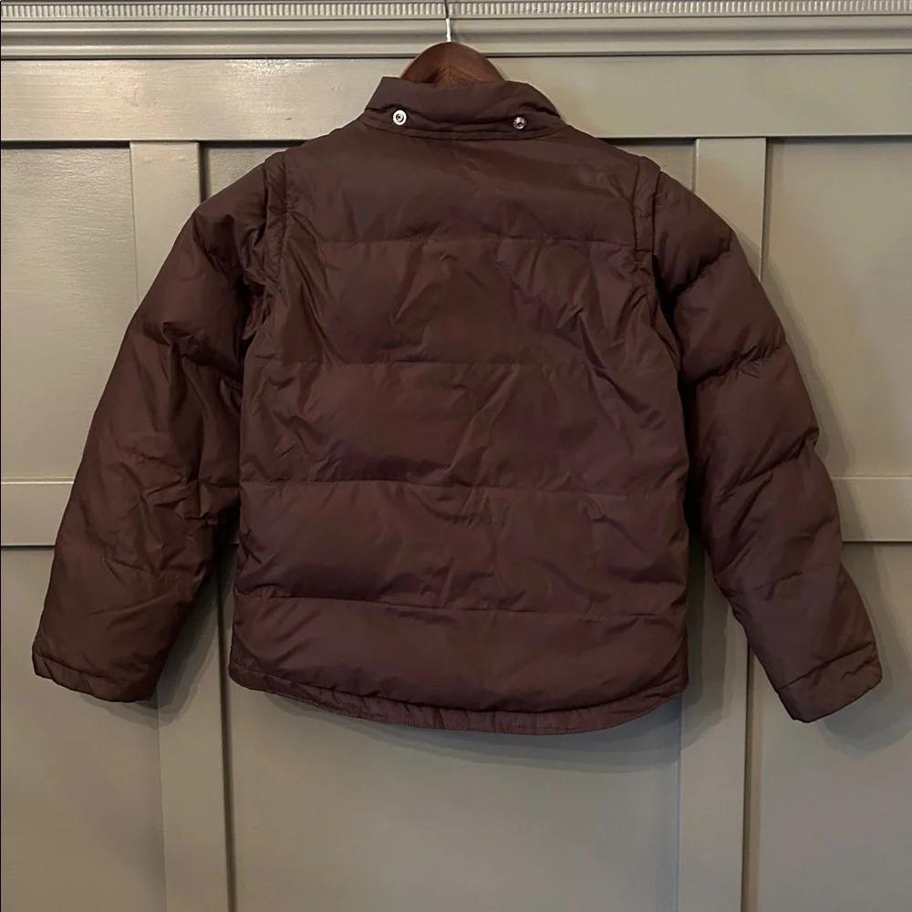 GAP Kids Convertible Down Puffer Jacket Coat Vest Full Zip Brown Size 8 Medium